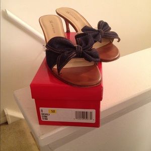 Anne Klein Denim Bow Sandals